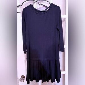 LOFT Black Ruffled Sweater Dress Casual